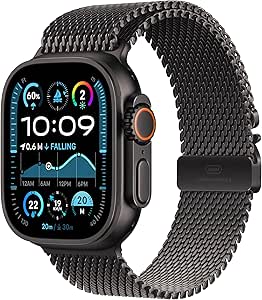 Apple Watch Ultra 2 [GPS + Cellular, 49mm] Black Titanium Case with Black Titanium Milanese Loop - [Small]